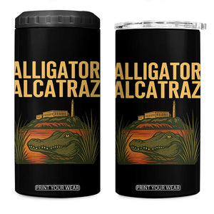 Alligator Alcatraz Florida 4 in 1 Can Cooler Tumbler Political Swamp Prison Dark Humor TS02 One Size: 16 oz Black Print Your Wear