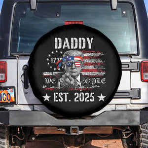 Patriotic Daddy Est 2025 Spare Tire Cover Funny Trump 1776 We The People American Flag TS02 No hole Black Print Your Wear