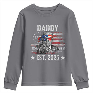 Patriotic Daddy Est 2025 Youth Sweatshirt Funny Trump 1776 We The People American Flag TS02 Charcoal Print Your Wear