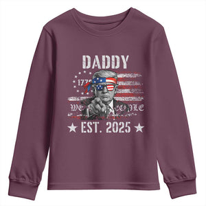 Patriotic Daddy Est 2025 Youth Sweatshirt Funny Trump 1776 We The People American Flag TS02 Maroon Print Your Wear