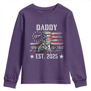 Patriotic Daddy Est 2025 Youth Sweatshirt Funny Trump 1776 We The People American Flag TS02 Purple Print Your Wear