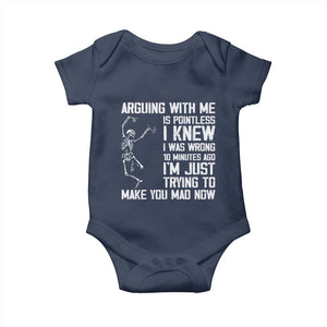 Funny Skeleton Sarcastic Baby Onesie Arguing With Me Is Pointless Smartmouths TS02 Navy Print Your Wear