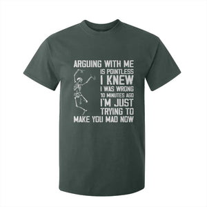 Funny Skeleton Sarcastic T Shirt For Kid Arguing With Me Is Pointless Smartmouths TS02 Dark Forest Green Print Your Wear