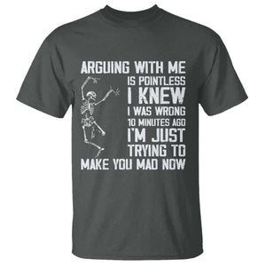 Funny Skeleton Sarcastic T Shirt Arguing With Me Is Pointless Smartmouths TS02 Dark Heather Print Your Wear
