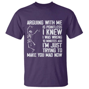 Funny Skeleton Sarcastic T Shirt Arguing With Me Is Pointless Smartmouths TS02 Purple Print Your Wear