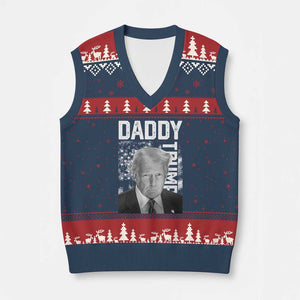 Daddy Trump V-Neck Knit Sweater Vest Patriotic American Flag TS02 Navy Red Print Your Wear