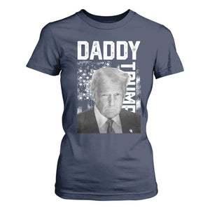 Daddy Trump T Shirt For Women Patriotic American Flag TS02 Navy Print Your Wear