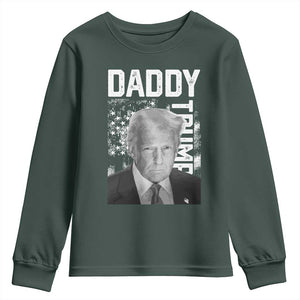 Daddy Trump Youth Sweatshirt Patriotic American Flag TS02 Dark Forest Green Print Your Wear