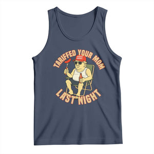 Funny Trump Tariff Daddy BBQ Tank Top Tariffed Your Mom Last Night Political Cookout Meme TS02 Navy Print Your Wear