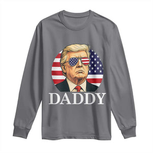 Patriotic Trump Daddy Long Sleeve Shirt American Flag Sunglasses TS02 Charcoal Print Your Wear