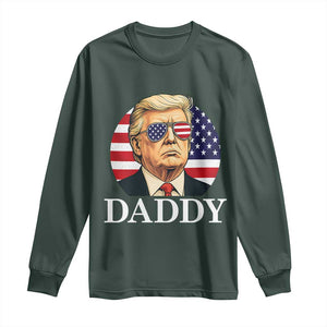 Patriotic Trump Daddy Long Sleeve Shirt American Flag Sunglasses TS02 Dark Forest Green Print Your Wear