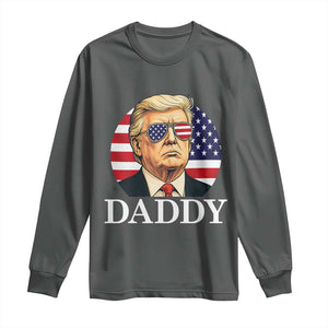 Patriotic Trump Daddy Long Sleeve Shirt American Flag Sunglasses TS02 Dark Heather Print Your Wear
