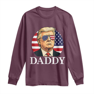 Patriotic Trump Daddy Long Sleeve Shirt American Flag Sunglasses TS02 Maroon Print Your Wear