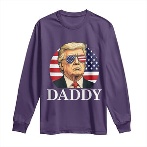 Patriotic Trump Daddy Long Sleeve Shirt American Flag Sunglasses TS02 Purple Print Your Wear