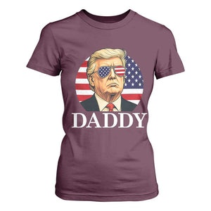 Patriotic Trump Daddy T Shirt For Women American Flag Sunglasses TS02 Maroon Print Your Wear