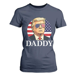 Patriotic Trump Daddy T Shirt For Women American Flag Sunglasses TS02 Navy Print Your Wear