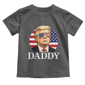 Patriotic Trump Daddy Toddler T Shirt American Flag Sunglasses TS02 Dark Heather Print Your Wear
