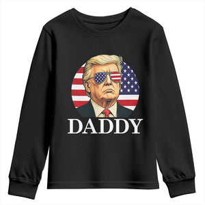 Patriotic Trump Daddy Youth Sweatshirt American Flag Sunglasses TS02 Black Print Your Wear