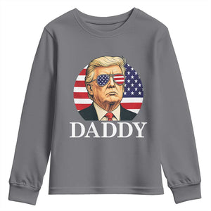 Patriotic Trump Daddy Youth Sweatshirt American Flag Sunglasses TS02 Charcoal Print Your Wear