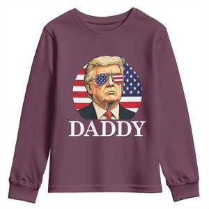 Patriotic Trump Daddy Youth Sweatshirt American Flag Sunglasses TS02 Maroon Print Your Wear