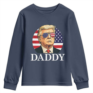 Patriotic Trump Daddy Youth Sweatshirt American Flag Sunglasses TS02 Navy Print Your Wear