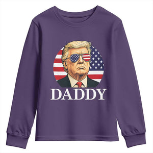 Patriotic Trump Daddy Youth Sweatshirt American Flag Sunglasses TS02 Purple Print Your Wear