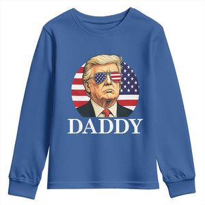 Patriotic Trump Daddy Youth Sweatshirt American Flag Sunglasses TS02 Royal Blue Print Your Wear