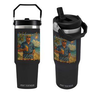 Welcome To Americas Gulf Flip Straw Tumbler Funny Trump Americana Retro Summer Vibe TS02 One Size: 30 oz Black Print Your Wear