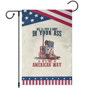 Funny Boot in Your Ass American Way Garden Flag Patriotic Country Style USA Pride TS02 Modern Beige Blue Print Your Wear