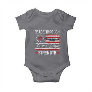 Peace Through Strength Baby Onesie Patriotic Midnight Hammer Jet American Flag TS02 Charcoal Print Your Wear