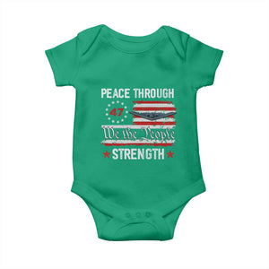 Peace Through Strength Baby Onesie Patriotic Midnight Hammer Jet American Flag TS02 Irish Green Print Your Wear