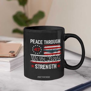 Peace Through Strength Coffee Mug Patriotic Midnight Hammer Jet American Flag TS02 Print Your Wear