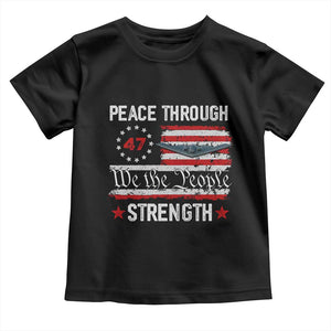 Peace Through Strength Toddler T Shirt Patriotic Midnight Hammer Jet American Flag TS02 Black Print Your Wear