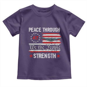 Peace Through Strength Toddler T Shirt Patriotic Midnight Hammer Jet American Flag TS02 Purple Print Your Wear