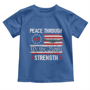 Peace Through Strength Toddler T Shirt Patriotic Midnight Hammer Jet American Flag TS02 Royal Blue Print Your Wear