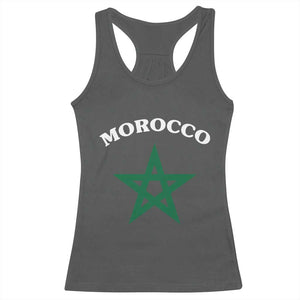 Morocco Pride Flag Star Racerback Tank Top Patriotic Moroccan Heritage Souvenir TS02 Dark Heather Print Your Wear