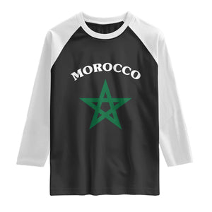 Morocco Pride Flag Star Raglan Shirt Patriotic Moroccan Heritage Souvenir TS02 Black White Print Your Wear