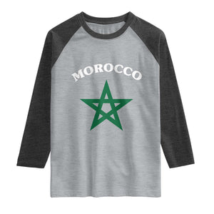 Morocco Pride Flag Star Raglan Shirt Patriotic Moroccan Heritage Souvenir TS02 Heather Gray Heather Charcoal Print Your Wear