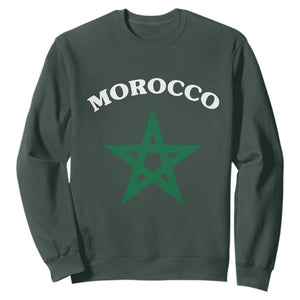 Morocco Pride Flag Star Sweatshirt Patriotic Moroccan Heritage Souvenir TS02 Dark Forest Green Print Your Wear