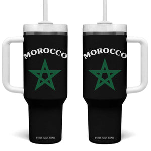 Morocco Pride Flag Star Tumbler With Handle Patriotic Moroccan Heritage Souvenir TS02 One Size: 40 oz Black Print Your Wear