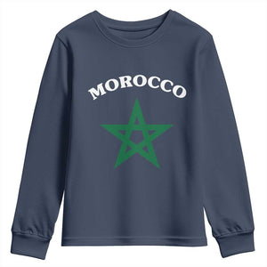 Morocco Pride Flag Star Youth Sweatshirt Patriotic Moroccan Heritage Souvenir TS02 Navy Print Your Wear