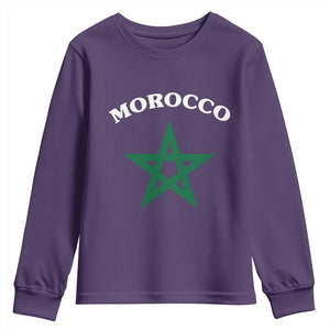 Morocco Pride Flag Star Youth Sweatshirt Patriotic Moroccan Heritage Souvenir TS02 Purple Print Your Wear