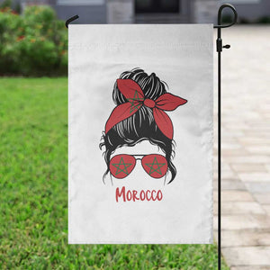 Morocco Girl Messy Bun with Flag Sunglasses Garden Flag Proud Moroccan Woman Heritage TS02 Print Your Wear