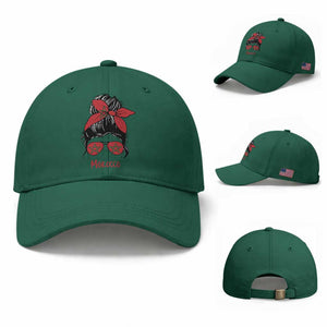 Morocco Girl Messy Bun with Flag Sunglasses Baseball Cap Proud Moroccan Woman Heritage TS02 Baseball Cap Universal Fit Irish Green Print Your Wear