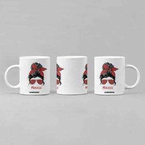 Morocco Girl Messy Bun with Flag Sunglasses Coffee Mug Proud Moroccan Woman Heritage TS02 Print Your Wear