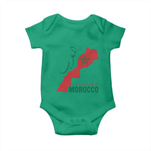 Morocco Map Dima Maghrib with Arabic Calligraphy Baby Onesie Maghreb Traditional Moroccan Roots Graphic TS02 Irish Green Print Your Wear