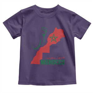 Morocco Map Dima Maghrib with Arabic Calligraphy Toddler T Shirt Maghreb Traditional Moroccan Roots Graphic TS02 Purple Print Your Wear