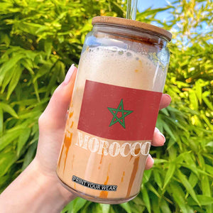 Vintage Morocco Flag Glass Can Patriotic Moroccan Pride TS02 Black Print Your Wear