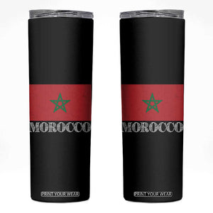 Vintage Morocco Flag Skinny Tumbler Patriotic Moroccan Pride TS02 Black Print Your Wear