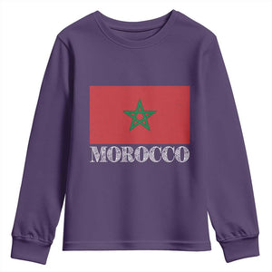 Vintage Morocco Flag Youth Sweatshirt Patriotic Moroccan Pride TS02 Purple Print Your Wear